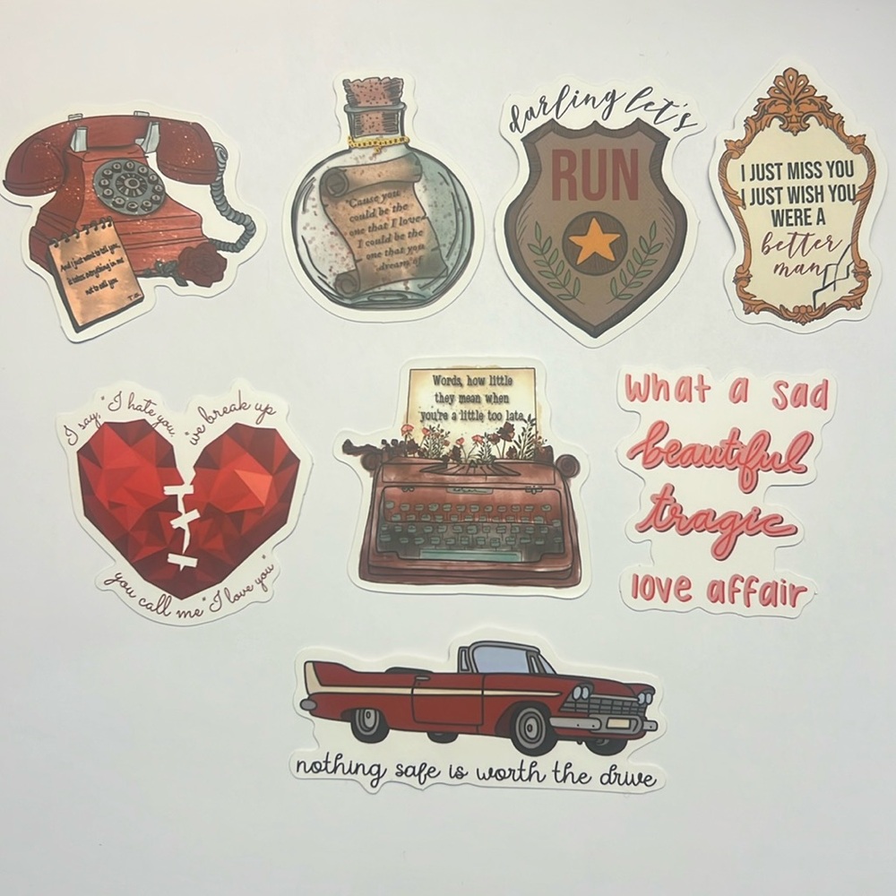 Taylor Swift “Red” Inspired Vinyl Sticker Bundle -‎ 8 Stickers